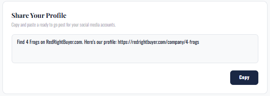 The Share Your Profile box with a ready made post.