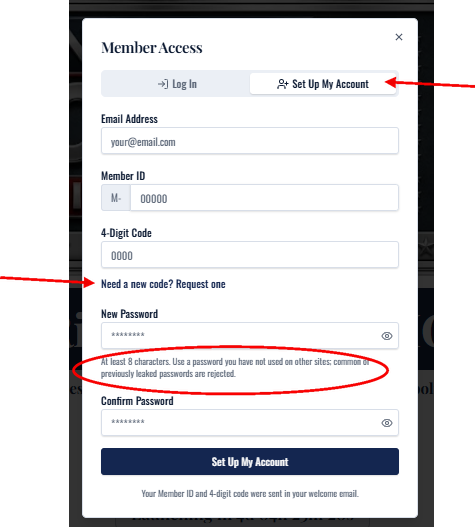 The Set Up My Account tab. Everything you need is in your welcome email.